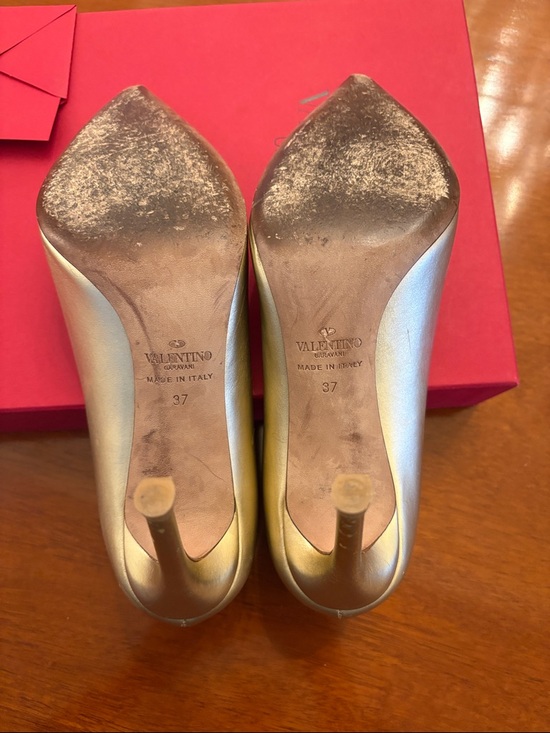 Valentino Metallic Gold Pointed-Toe Pumps size 37 main image 0